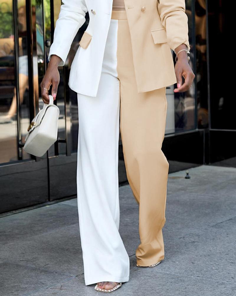 

Colorblock High Waist Work Pants, Apricot