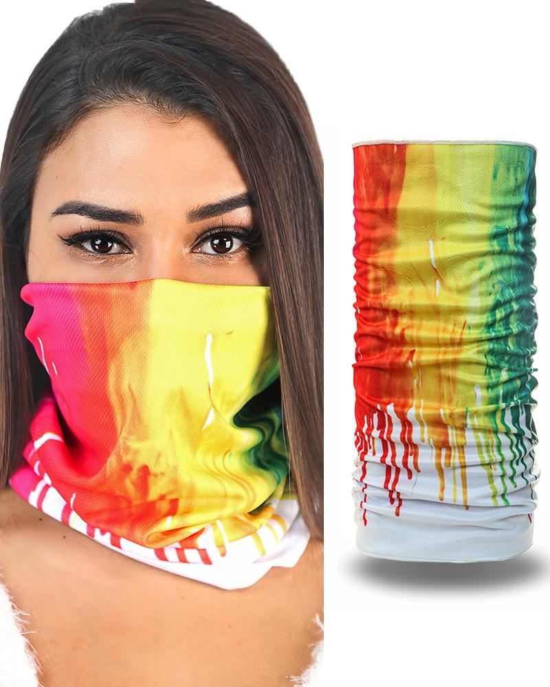 

Tie Dye Grid Print Breathable Colorblock Face Bandana Magic Scarf Headwrap Balaclava, Style2