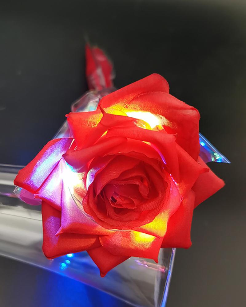 

Wedding Decoration Valentine's Day Artificial Flowers LED Rose Lasting Eternal Love Glowing Flower, Red