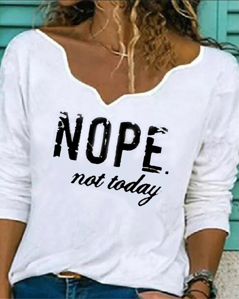 

Letter Print Long Sleeve T-shirt, White