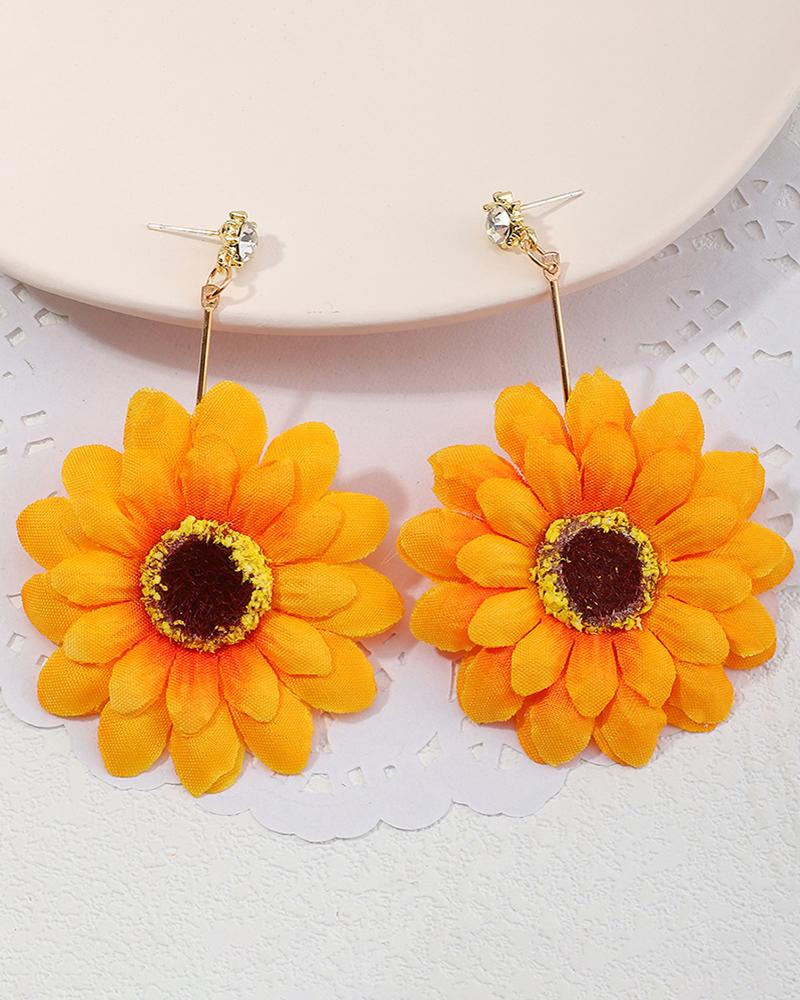 

1Pair Sunflower Pattern Beach Drop Earrings, Yellow