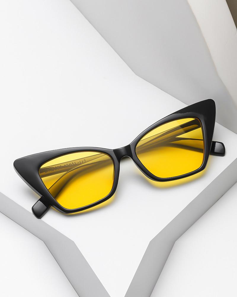 

1Pair Tinted Cat Eye Frame Fashion Sunglasses, Yellow