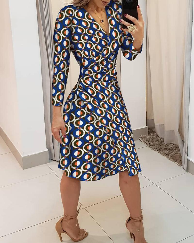 

Colorblock Long Sleeve Midi Dress, Multicolor