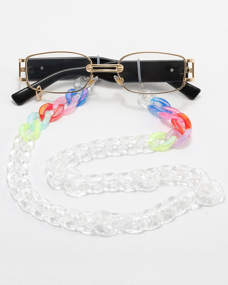 

Metal Frame Chain Decor Sunglasses, White