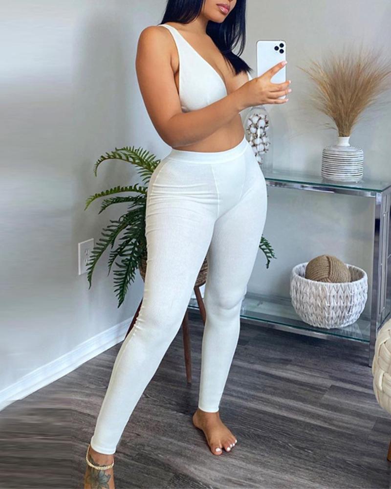 

Yoga Sports Bra Leggings Set, White