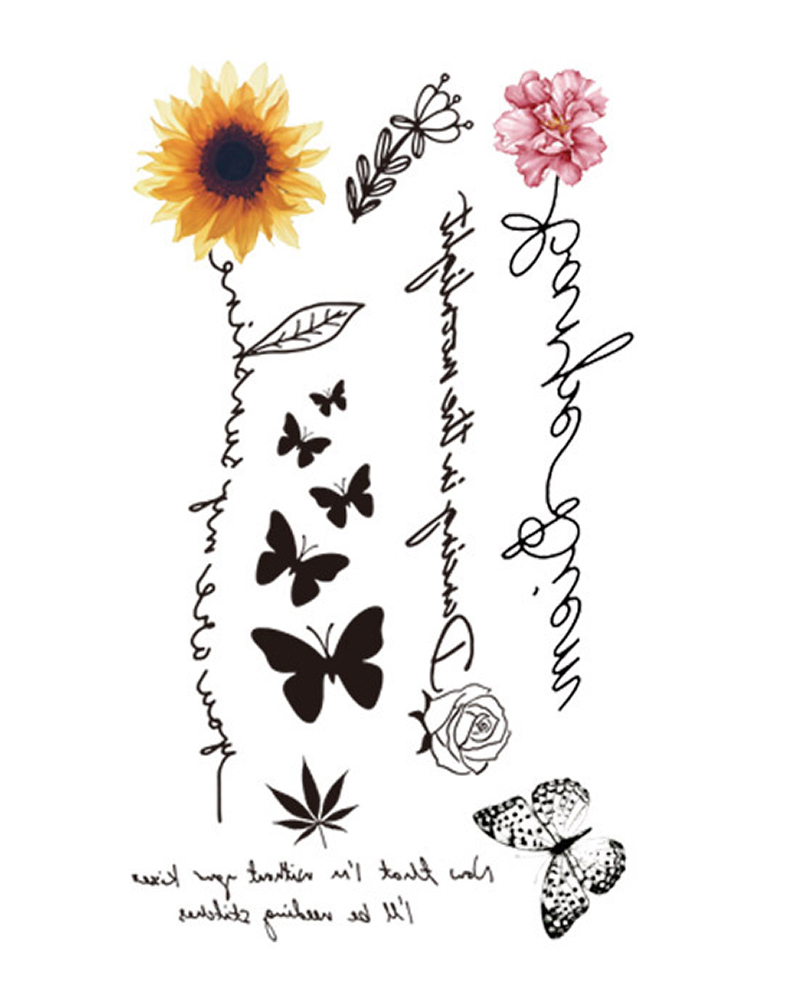 

Rose Butterfly Waterproof Body Art Temporary Tattoo Stickers, Style2