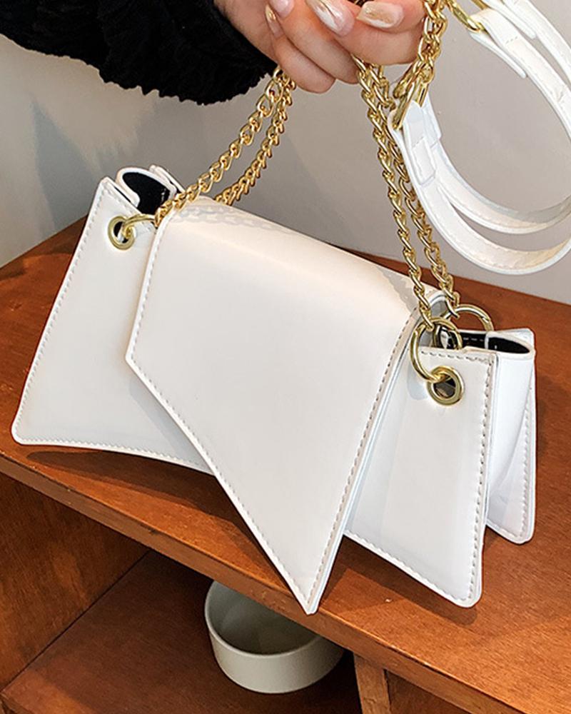 

Chain Strap Asymmetrical Shoulder Bag, White