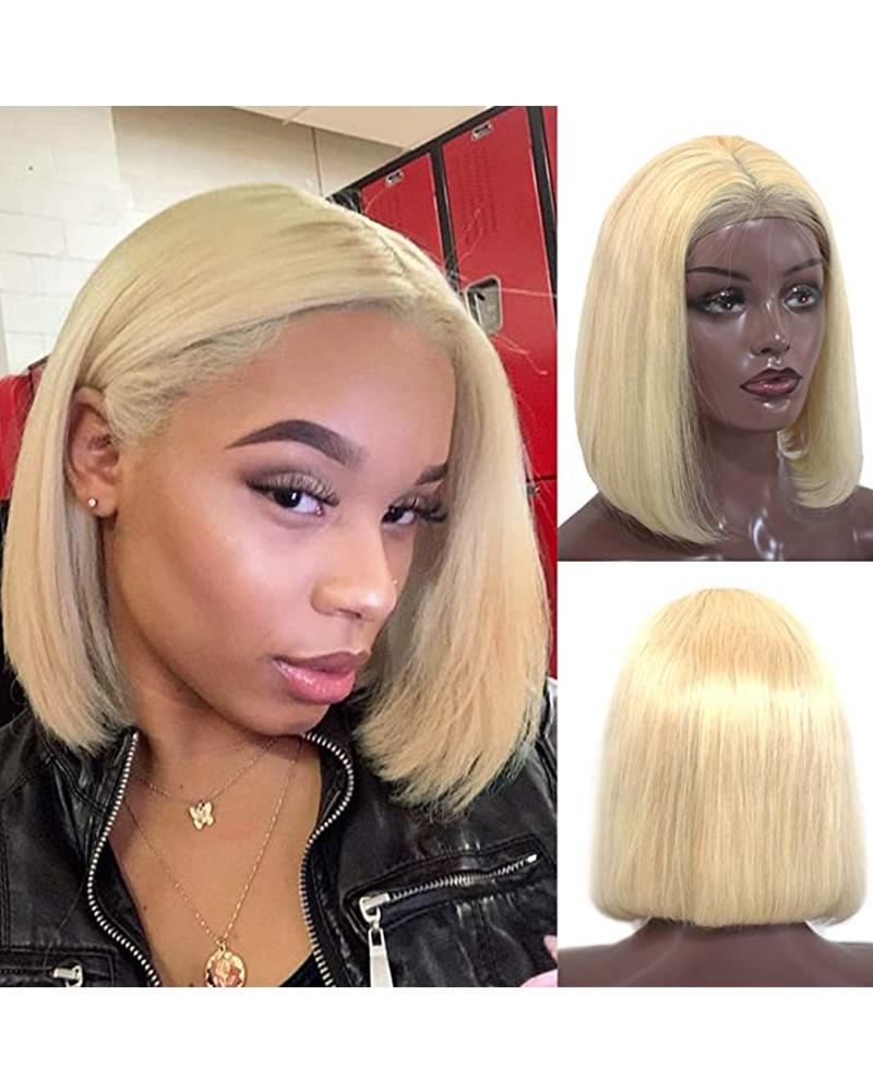 Synthetic Blonde Straight Bob Wig