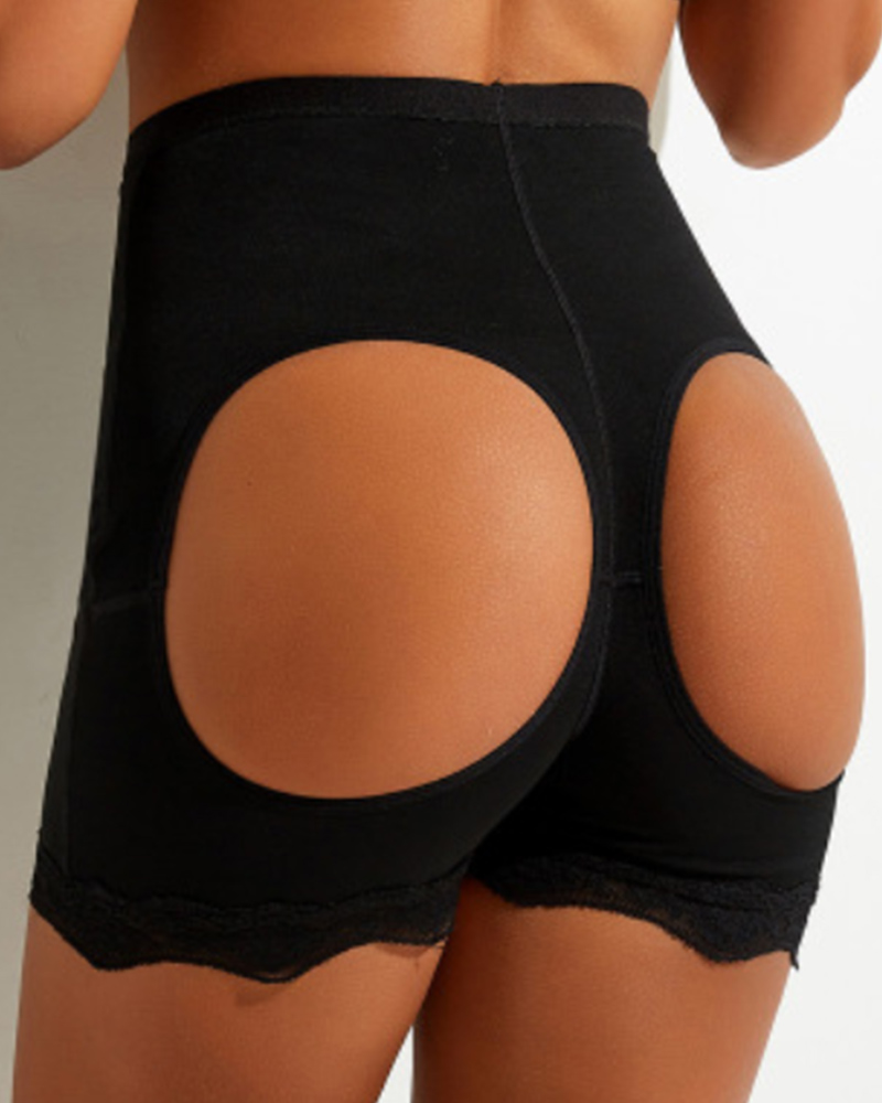 

Solid Skinny Cut-out Crosets Panties, Black