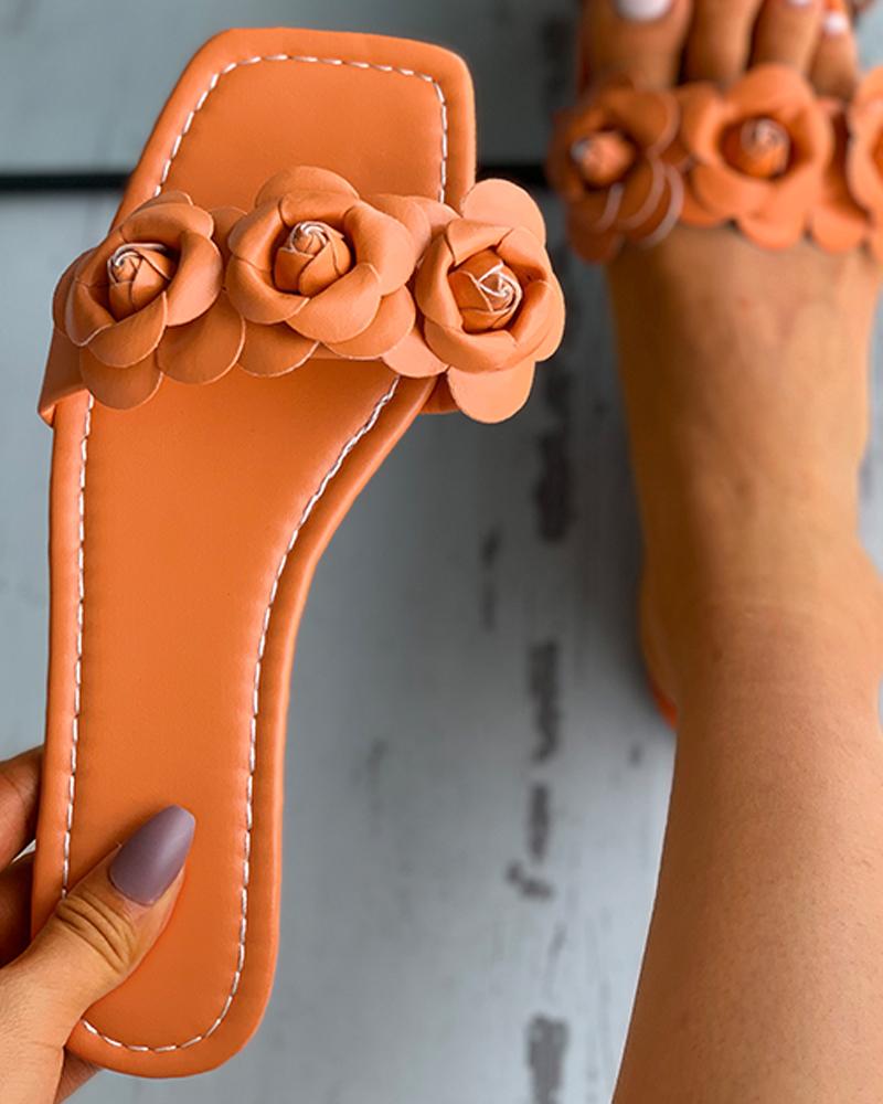

Square Toe Floral Pattern Slipper, Orange