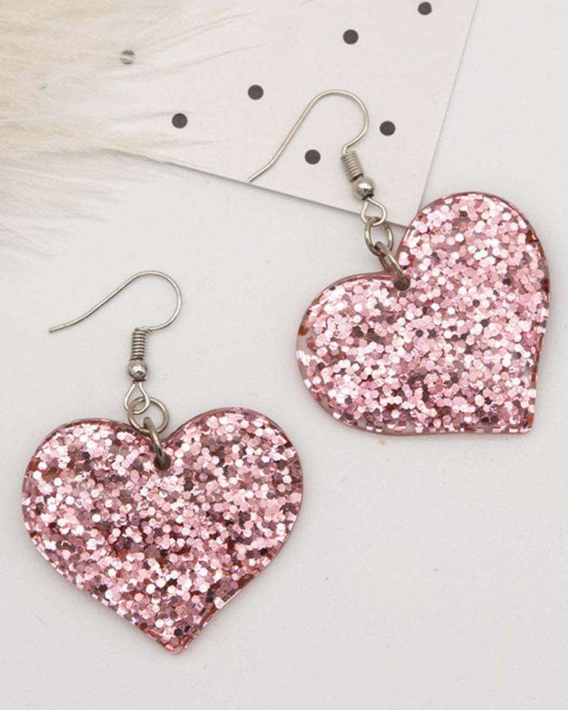 

1Pair Peach Love Heart Drop Earrings, Pink