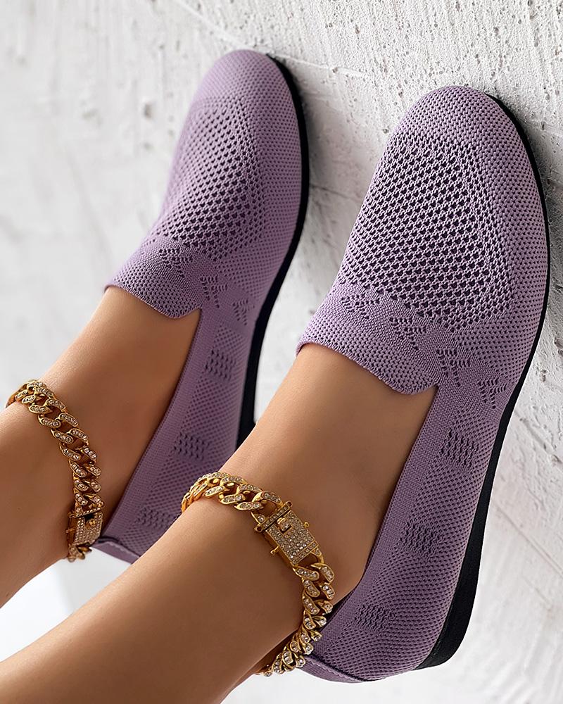 

Hollow Out Breathable Casual Loafers, Purple