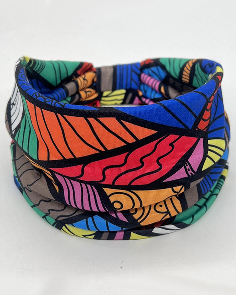 

1pc Bohemian Geometric Print Yoga Sports Wide Headband, Style7