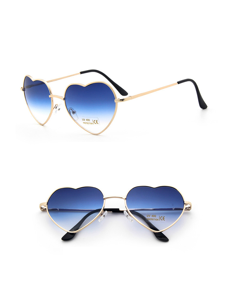 

1Pair Heart Shaped Rimless Clear Ocean Lenses Sunglasses, Blue