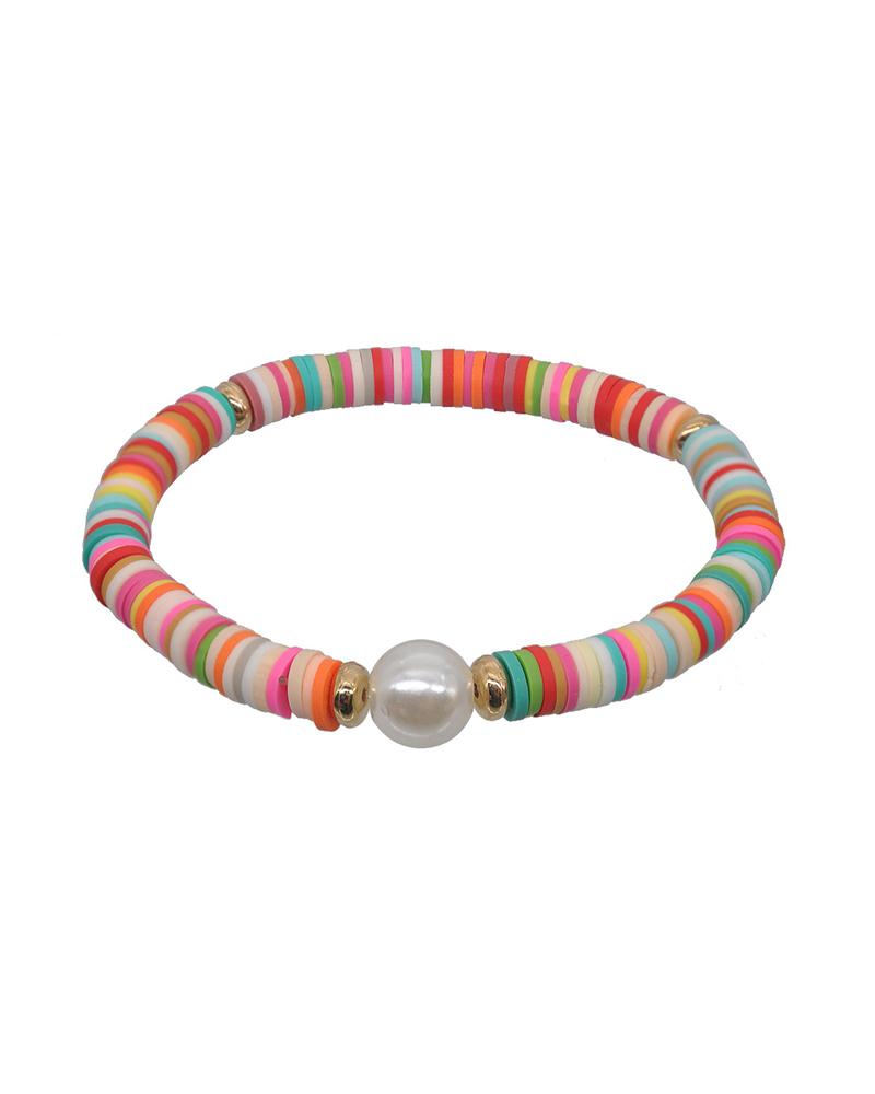 

Beaded Decor Boho Clay Bracelet, Multicolor