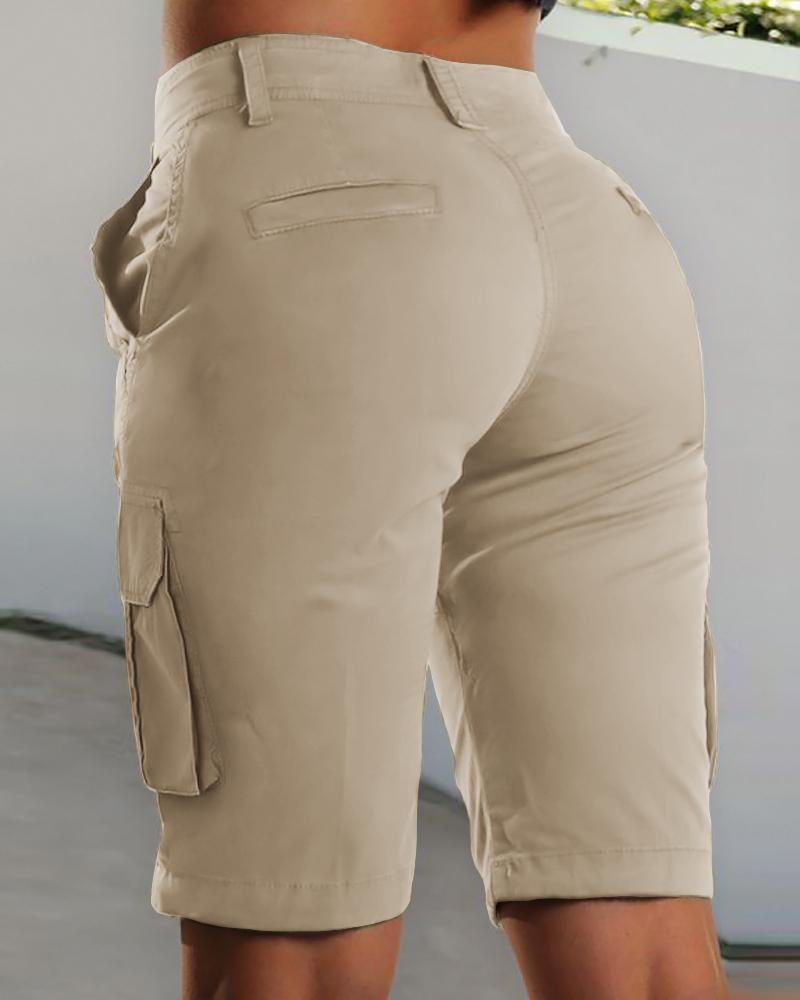 

Casual Pocket Design Cargo Shorts, Khaki