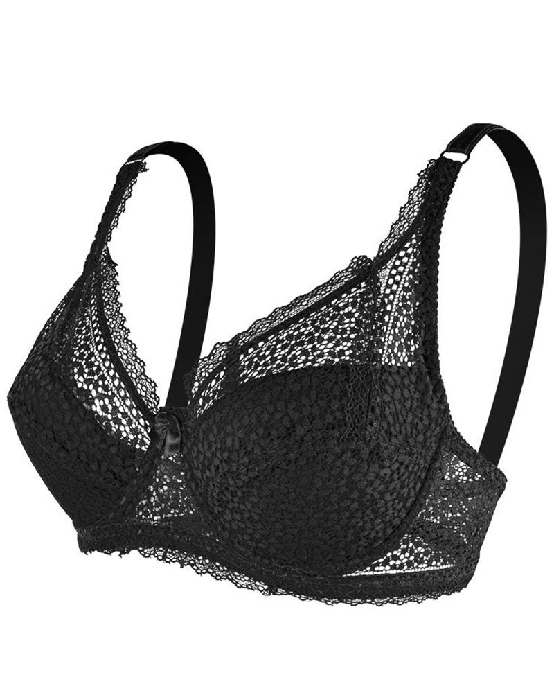 

Push Up Crochet Lace Bra, Black