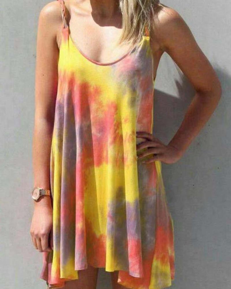 

Gradient Print Cami Pleated Dress, Style3