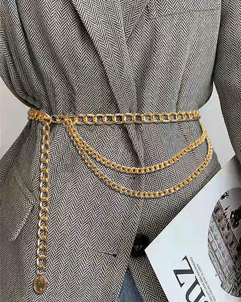 

Coin Pendant Body Waist Chain, Gold