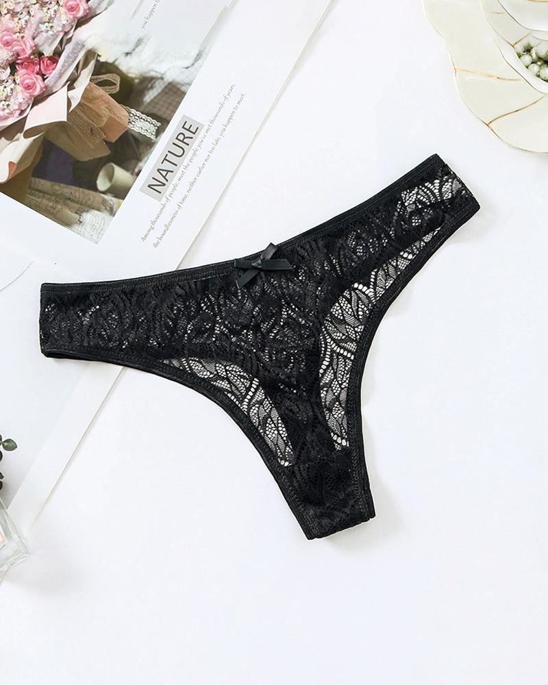 

Lace Skinny Sexy Solid Color Short Panties, Black