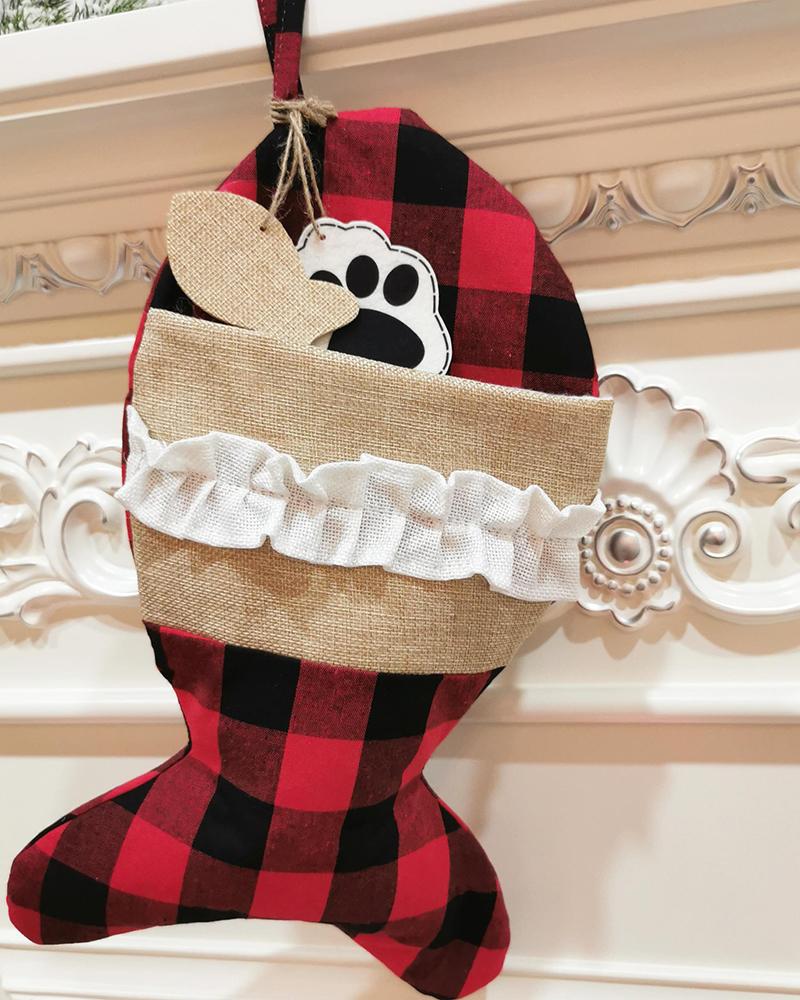 

1PCS Christmas Plaid Socks Ornaments, Style3