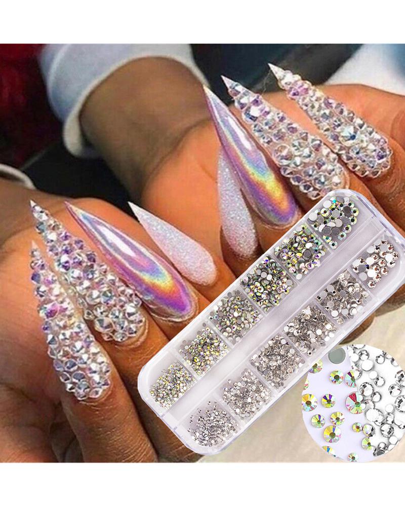 

1 Box Rhinestone Nail Art Decoration, White