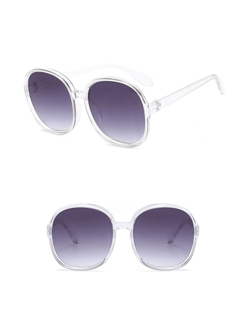 

1Pair Round Frame Oversized Ombre Lens Sunglasses, White