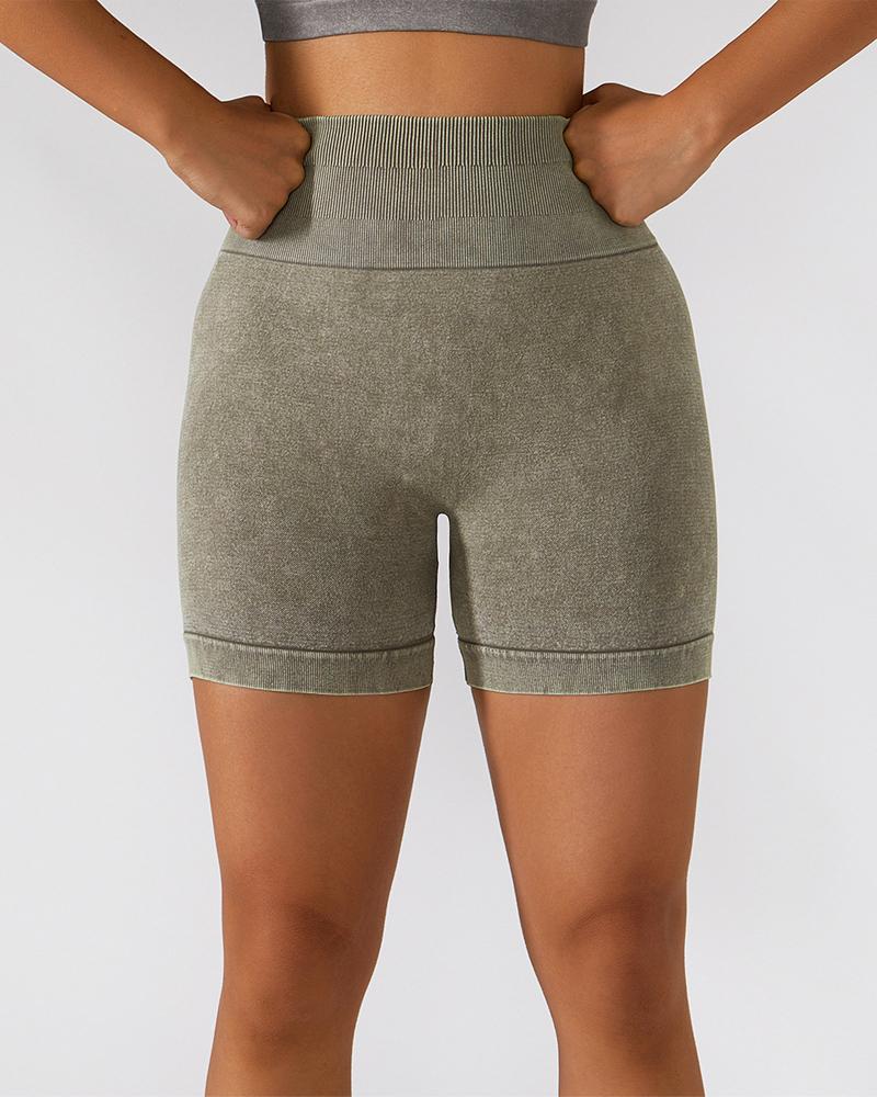 

High Waist Tummy Control Scrunch Butt Active Shorts, Green