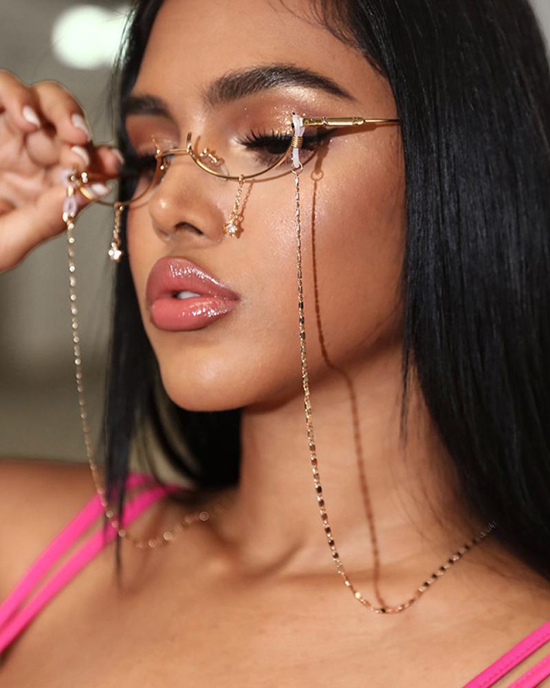 

1pcs Fashionable Strap Sunglasses Chain, Gold