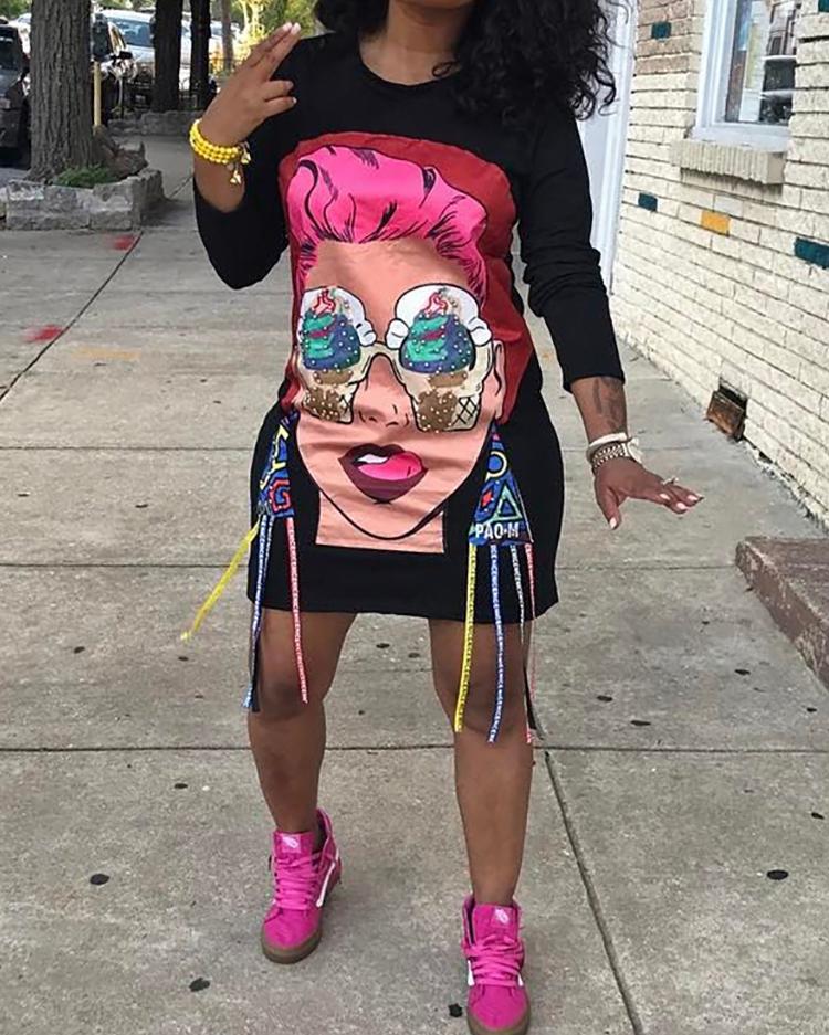 Street Style Cartoon Printed Casual Dress