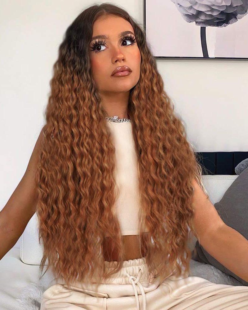 

Synthetic Wig Body Wave Wig Long Ombre Brown Synthetic Hair