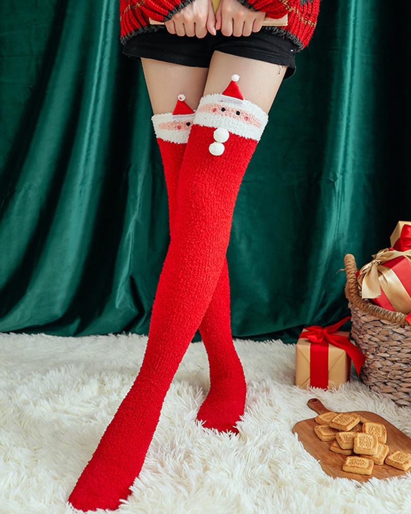 

1Pair Christmas Cartoon Thigh Socks Warm Stockings, Style1
