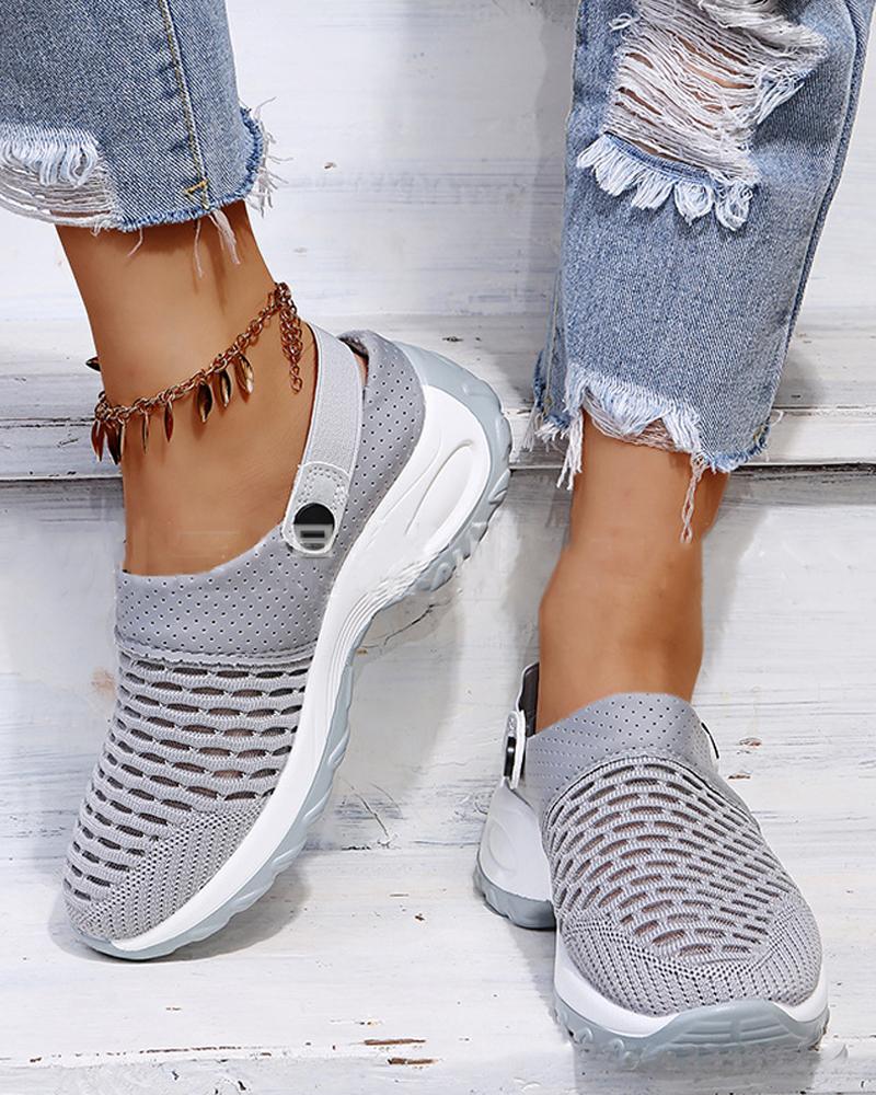 

Round-toe Solid Color Hollow-out Sneakers Hole shoes, Gray