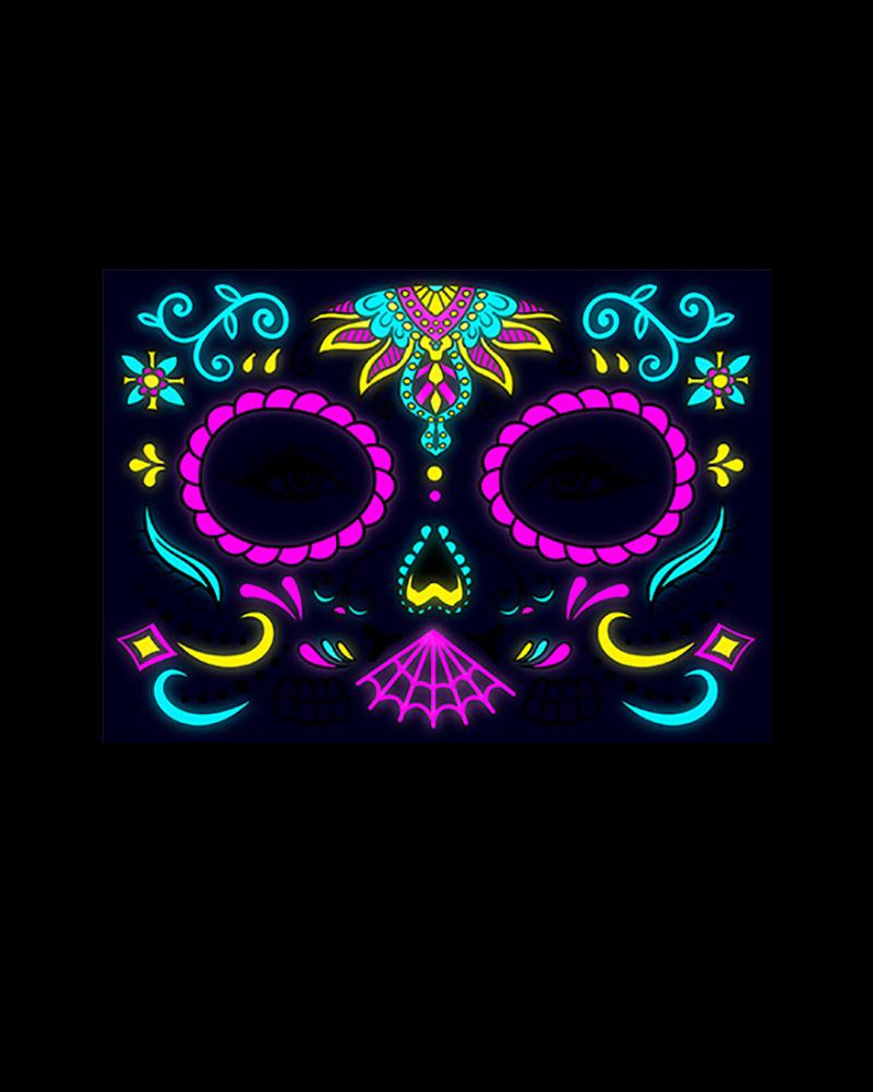 

Halloween Party Makeup Masquerade Fluorescence Skull Temporary Face Tattoos Stickers, Style1