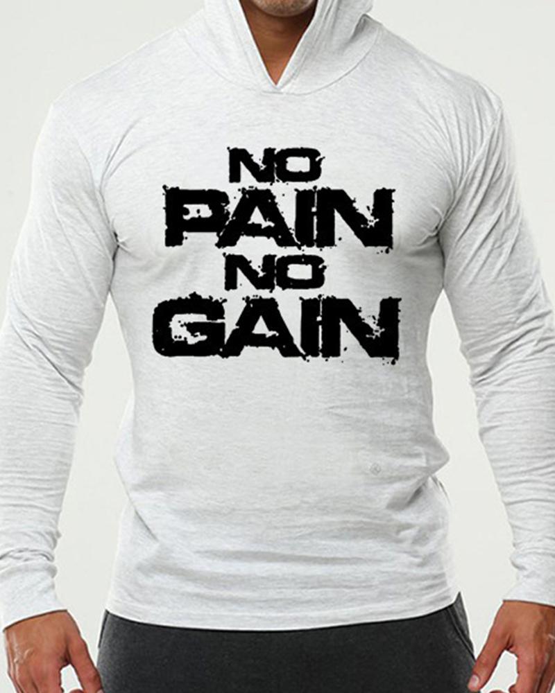 

Letter Print Long Sleeve Hoodies Sweatshirts, White