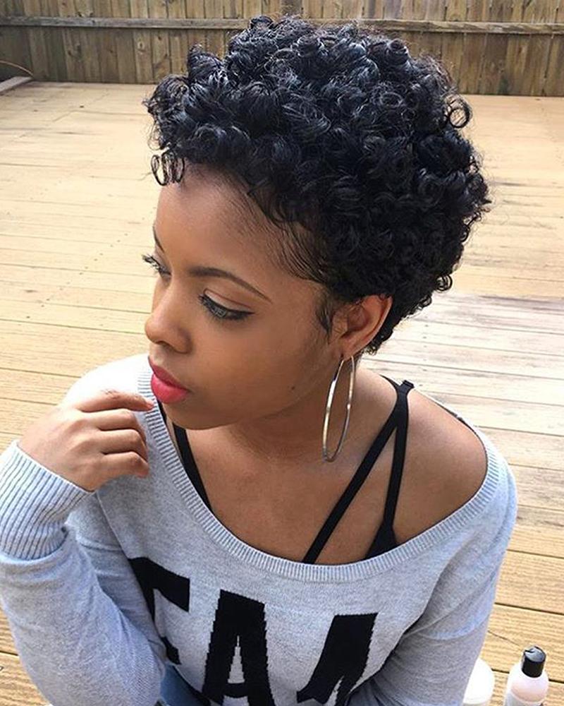 

Short Bob Curly Hair Wig, Black