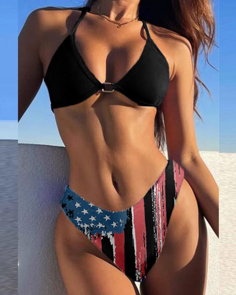 

Leopard Print Cut-out Bikini Swimsuit With Beach Skirt, Red