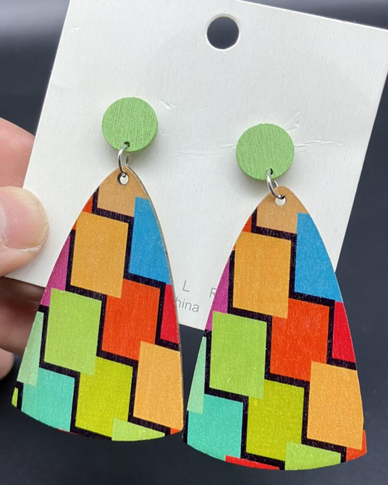 

1Pair Geometric Triangle Shaped Drop Earrings, Green