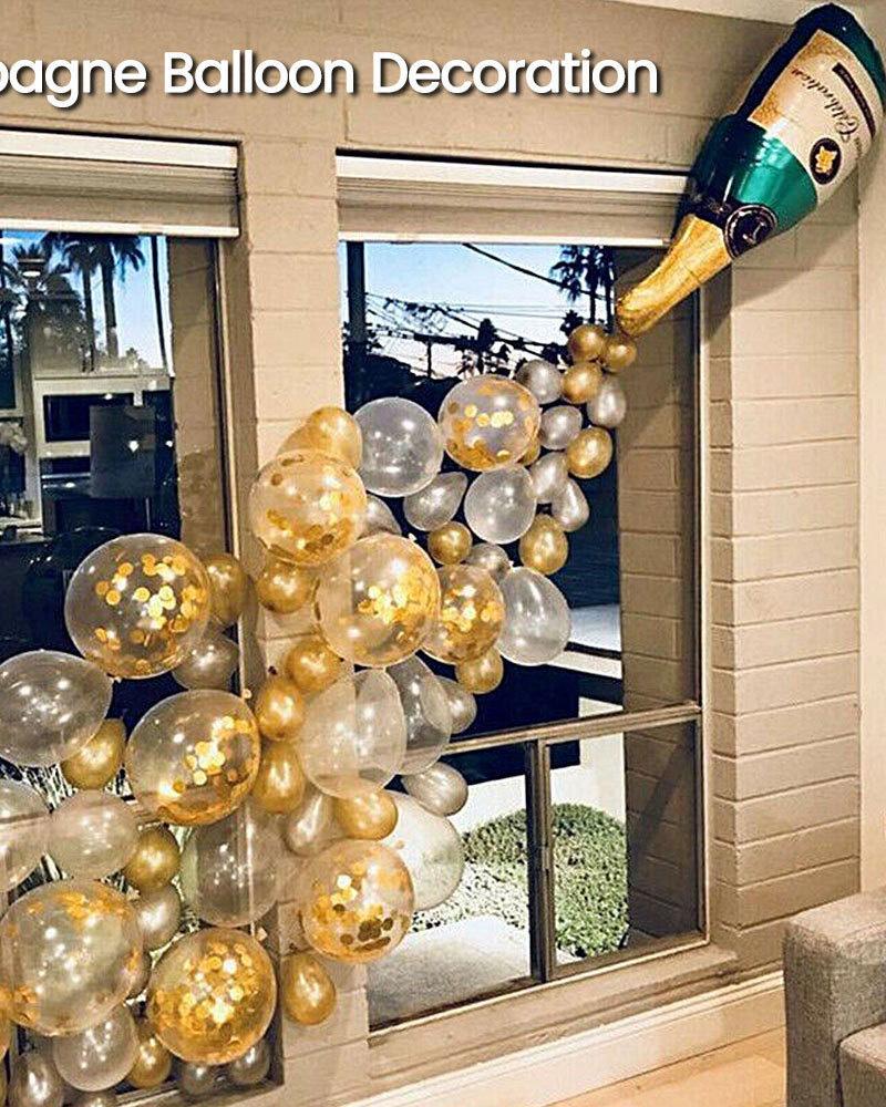 

42pcs Champagne Bottle Balloon Gold Silver Clear Latex Balloons For Party Wedding Anniversary, Style1