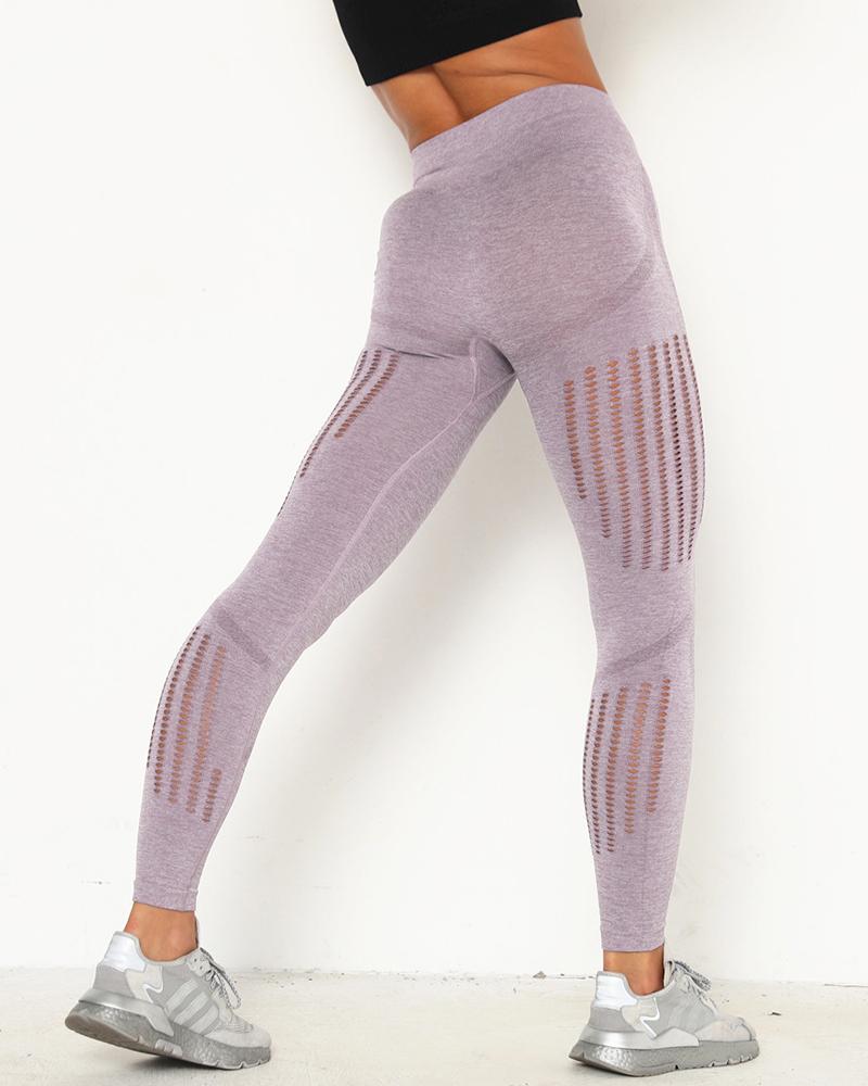 

Butt Lifting Cutout High Waist Leggings, Purple