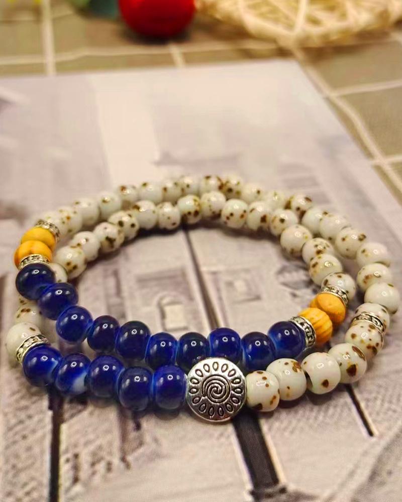

1pc Double-Layered Cross Beaded Bracelet, Style3