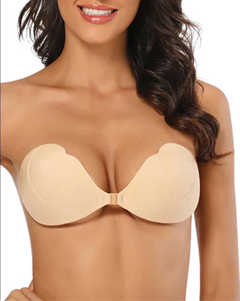 

Heart Shaped Invisible Backless Sticky Bras Push up Strapless Self Adhesive Bra, Nude