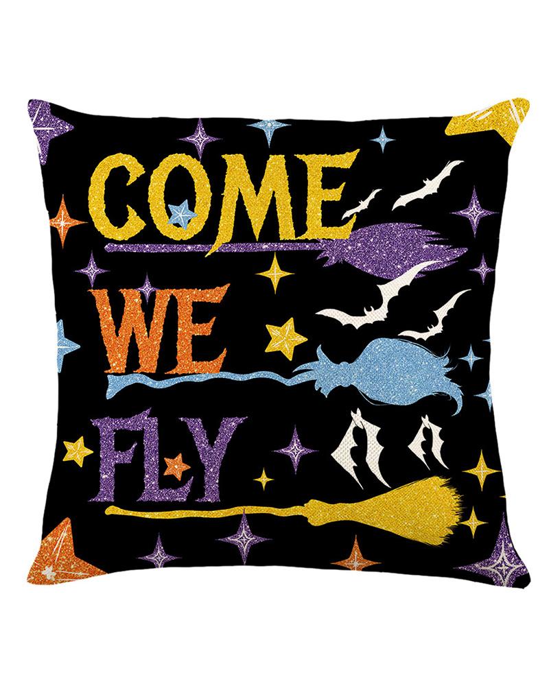 Halloween Witch Head Letter Silhouette Print Pillow Covers Home Decor Sofa Throw Pillow Case Cushion Covers