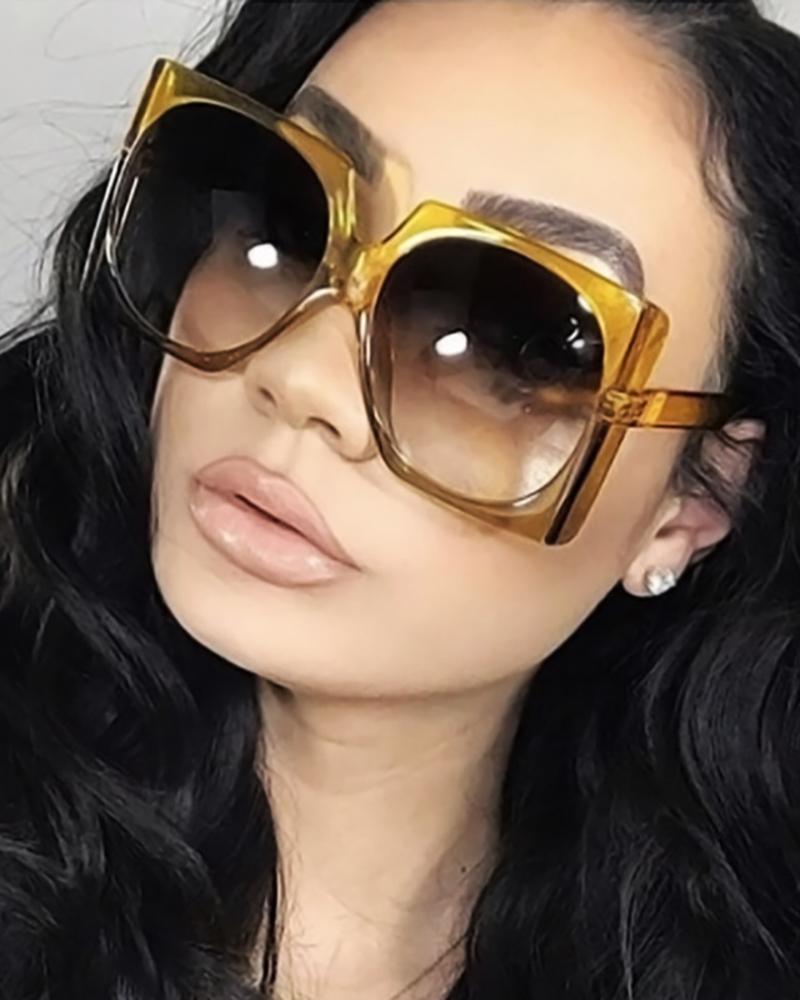 

1Pair Big Square Frame Vintage Sunglasses, Yellow