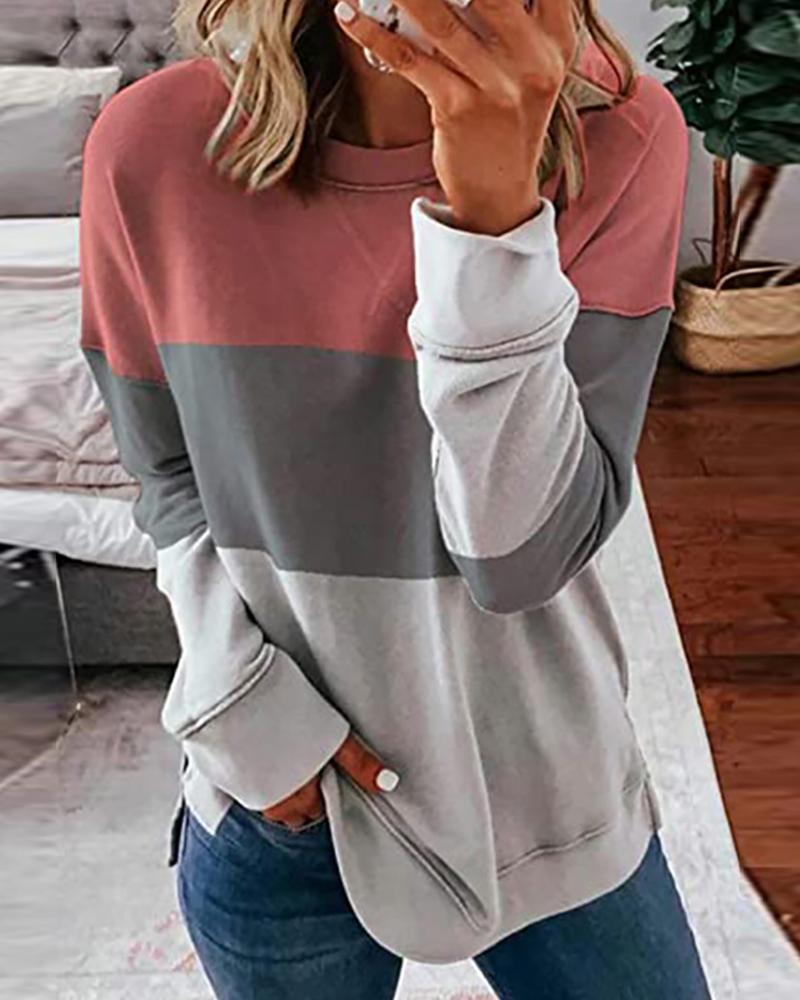 

Colorblock Long Sleeve Pullover Sweatshirt, Style1