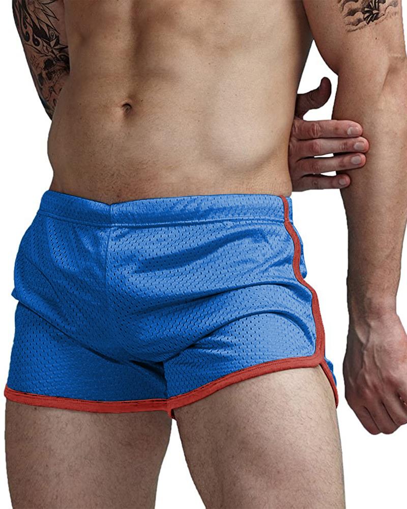 

Solid Color Border Slit Sporty Shorts, Blue