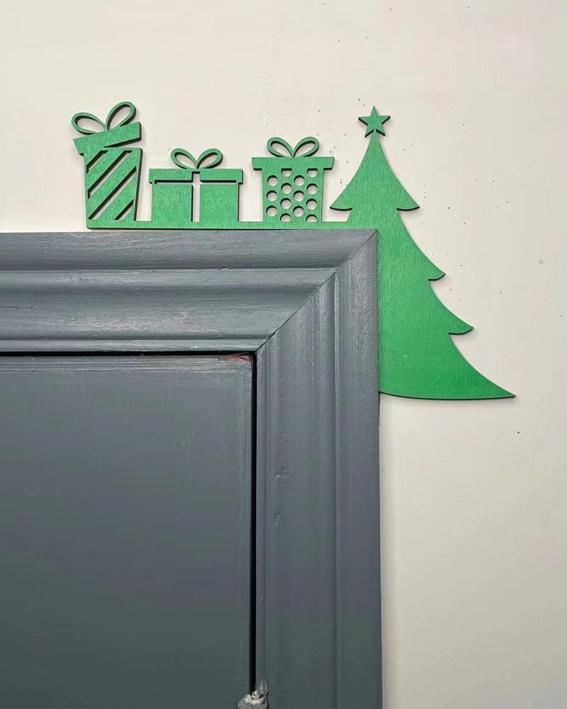 

1pc Santa Claus Elk Door Frame Decoration Christmas Wooden Corner Ornament, Style4
