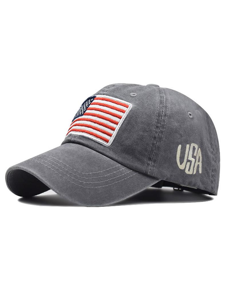 

Independence Day USA Flag Embroidery Baseball Cap, Gray