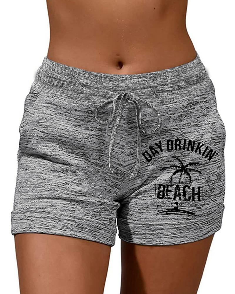 

Yellowstone Graphic Print Drawstring Shorts, Gray