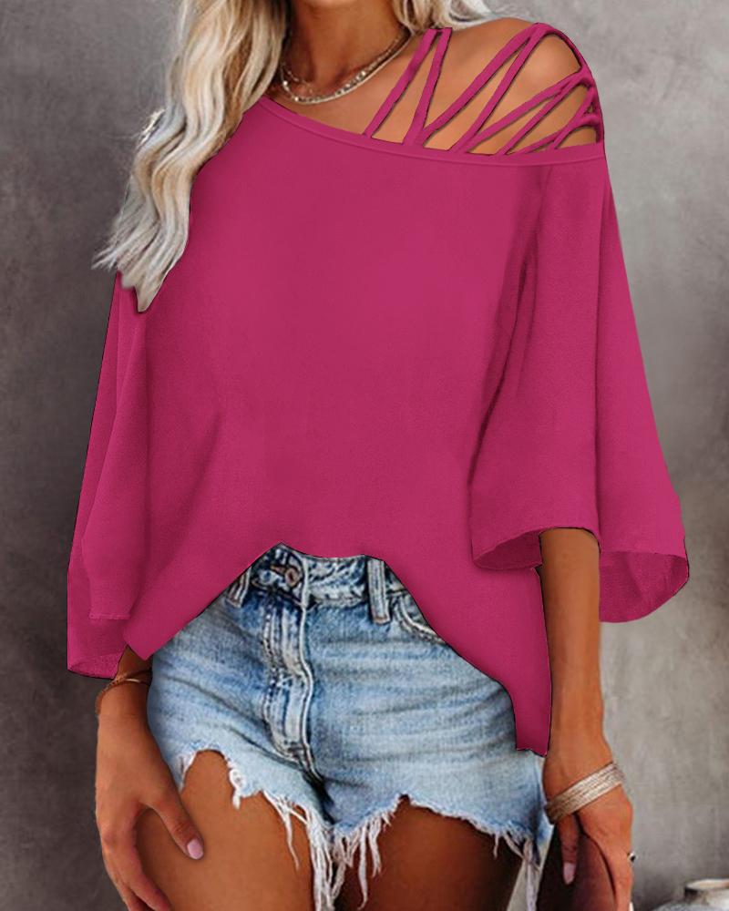 

Cold Shoulder Bell Sleeve Top, Hot pink
